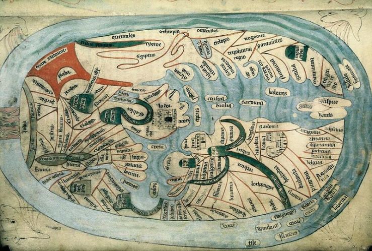 Bodleian Libraries, Mandorla Mappa Mundi, English manuscript of Ranulf Higden, ca 1400